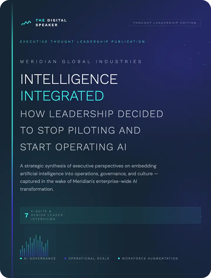 Intelligence Integrated report cover about AI transformation in enterprise leadership and operations