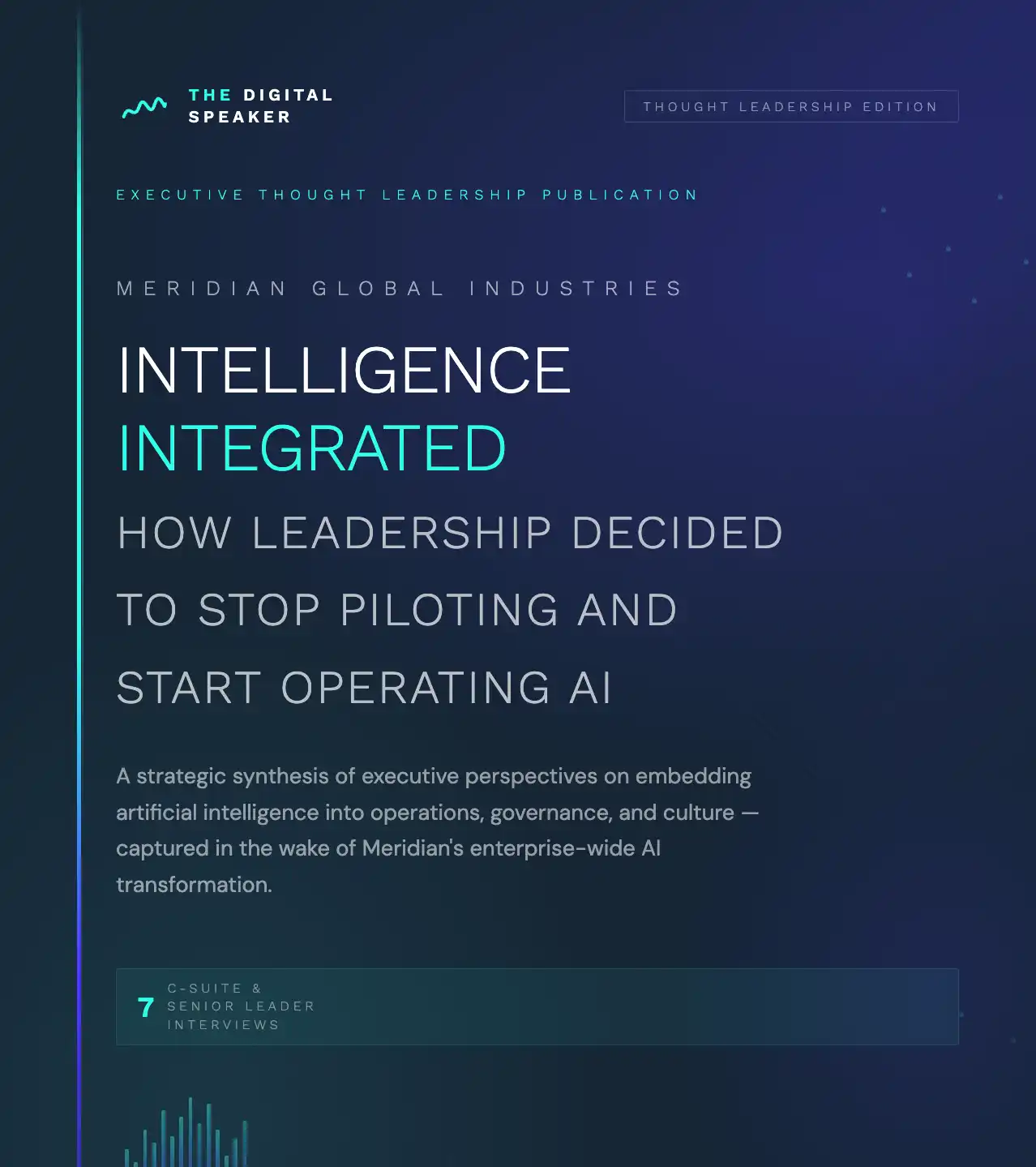Intelligence Integrated report cover about AI transformation in enterprise leadership and operations