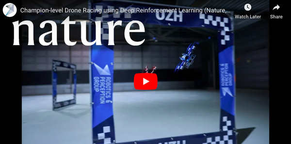 AI surpasses human champions in FPV drone racing.